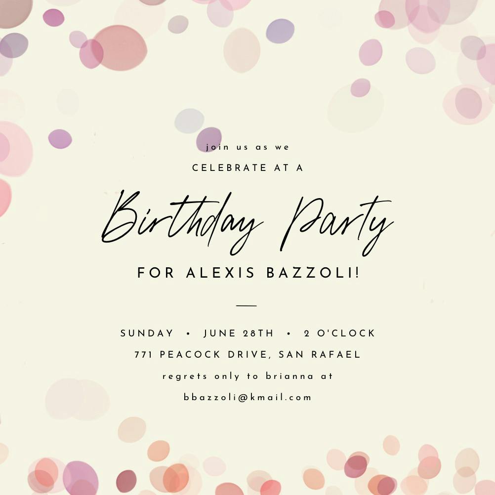 Filtered bubbles - birthday invitation