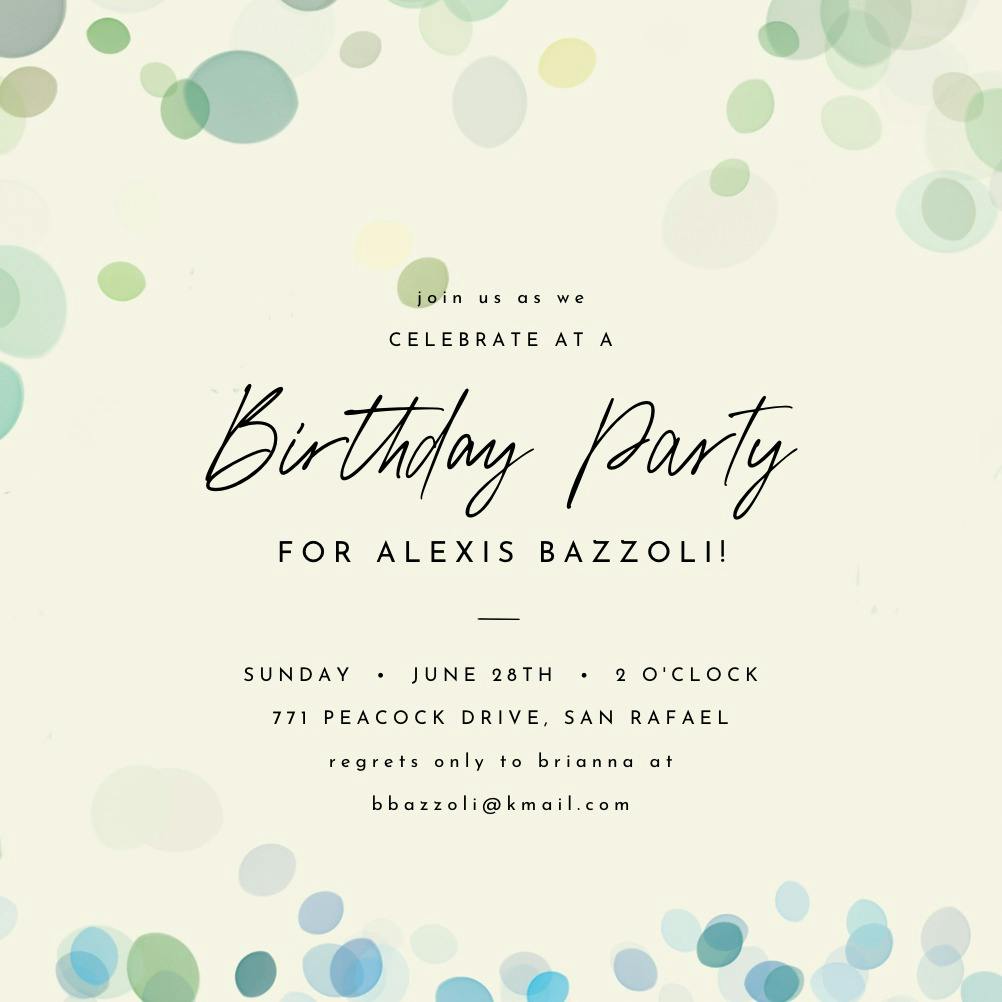 Filtered bubbles - birthday invitation