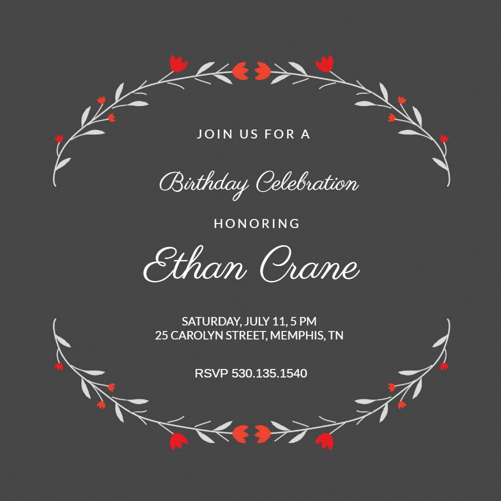 Floral arcs - birthday invitation