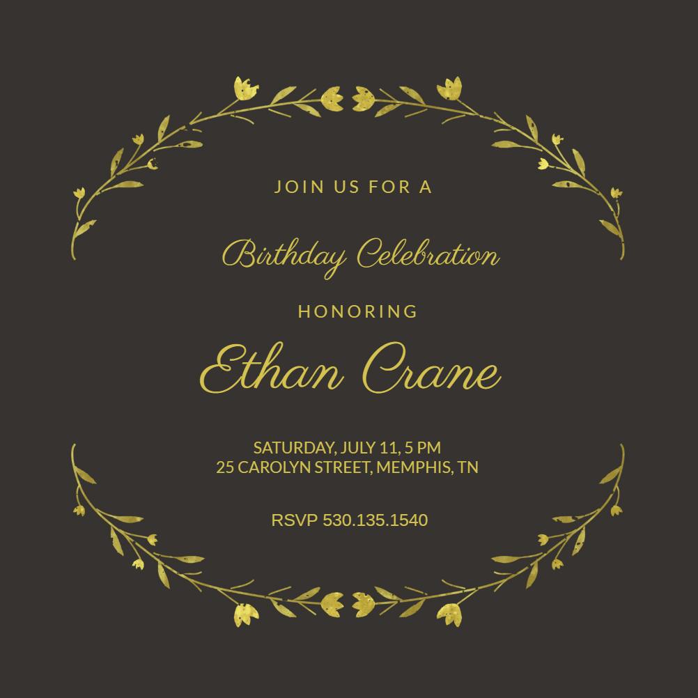 Floral arcs - birthday invitation