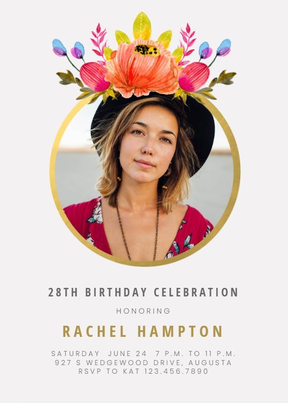 Floral cameo - birthday invitation