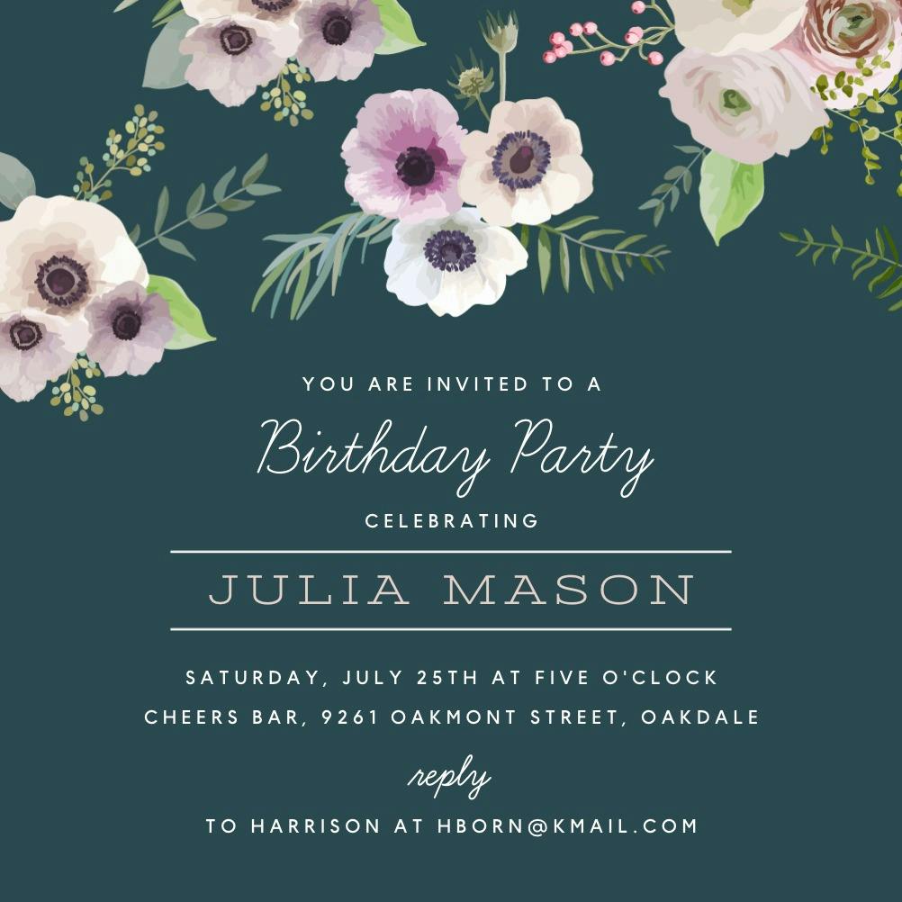 Floral overlook - birthday invitation