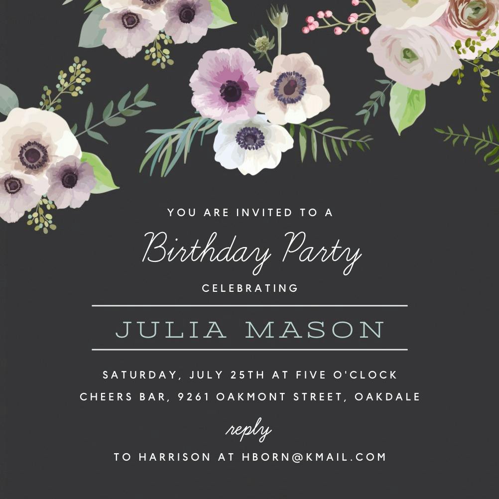 Floral overlook - birthday invitation
