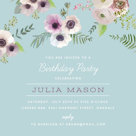 Floral Overlook - Birthday Invitation Template (Free) | Greetings Island