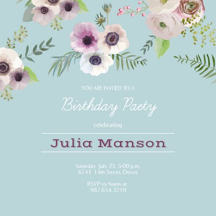 Floral Overlook - Birthday Invitation