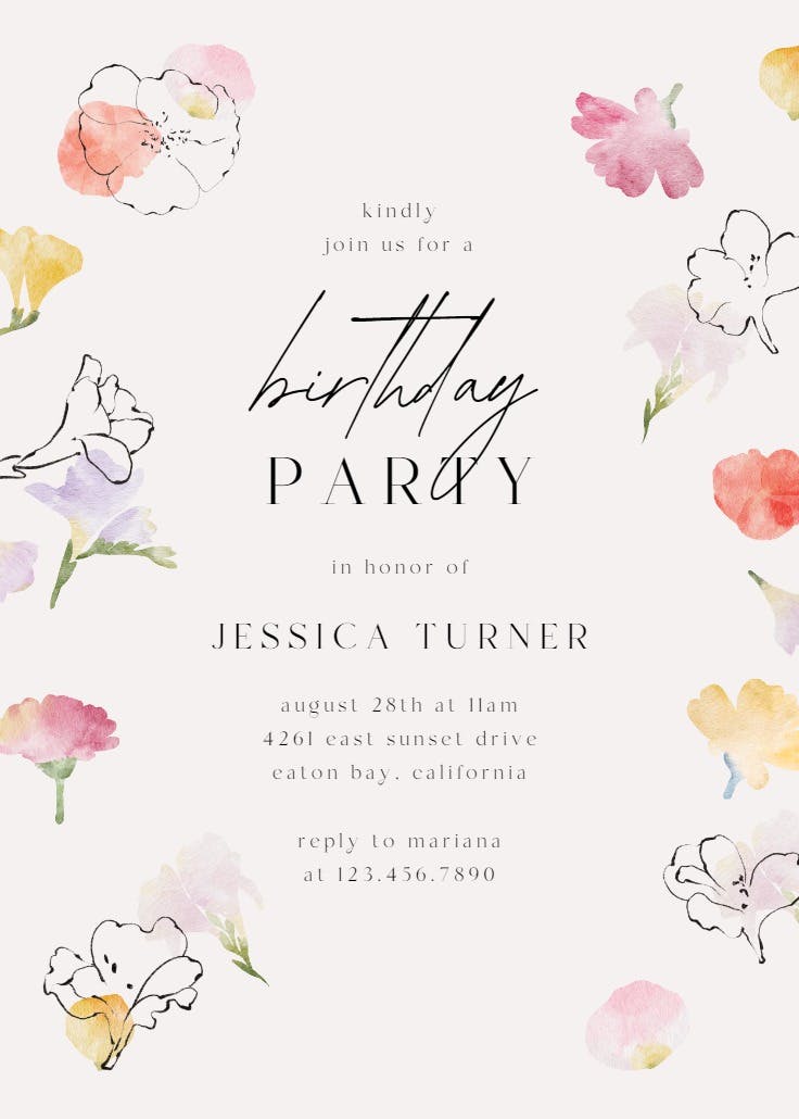 Floral stamps - invitación para fiesta