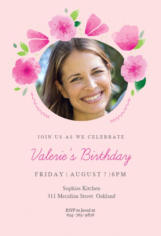 Floral touches - birthday invitation