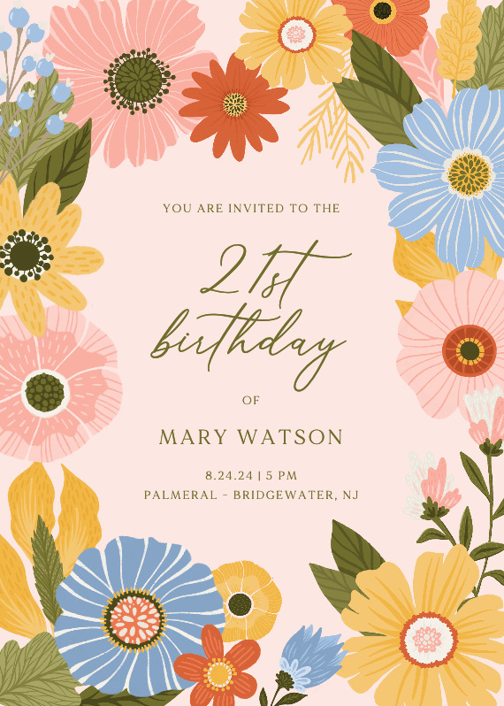 Flower Blooms - Birthday Invitation Template (Free) | Greetings Island