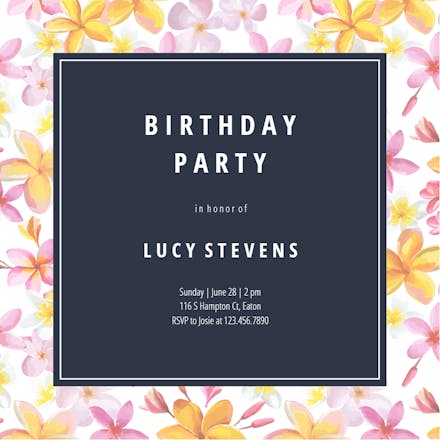 Garden Floral Frame - Invitación de Cumpleaños