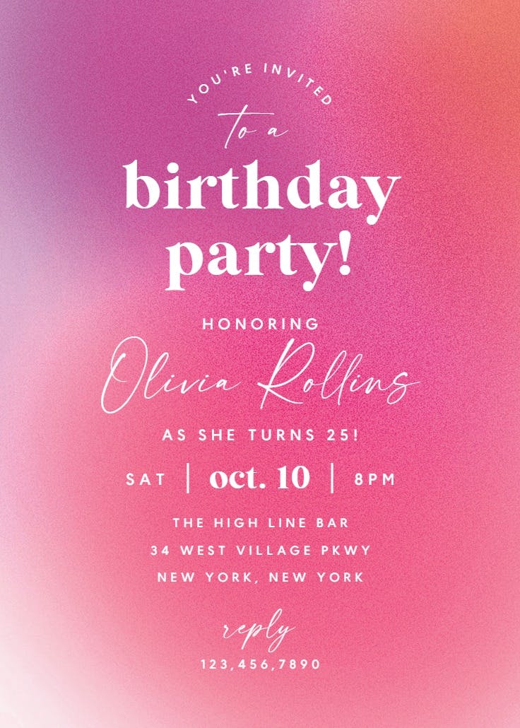 Gradient celebration - birthday invitation