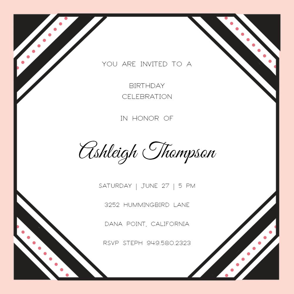 Jewelry corners - birthday invitation