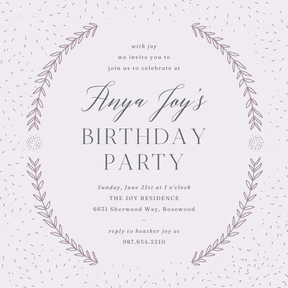 Laurel arcs - birthday invitation