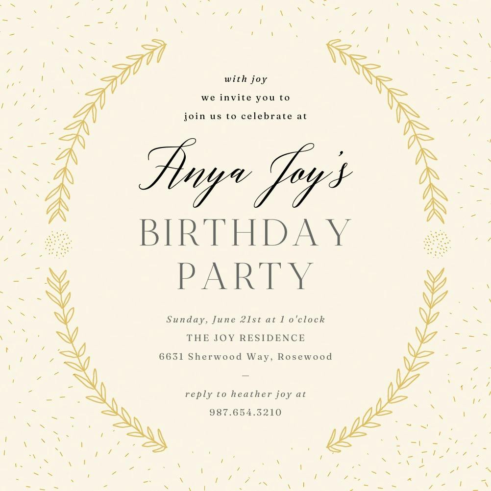 Laurel arcs - birthday invitation