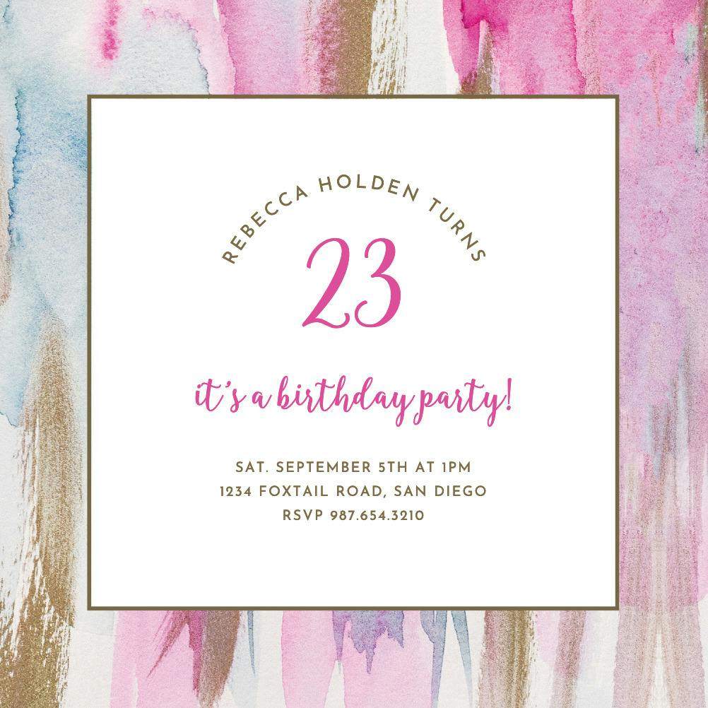 Painterly pink -  invitación de cumpleaños