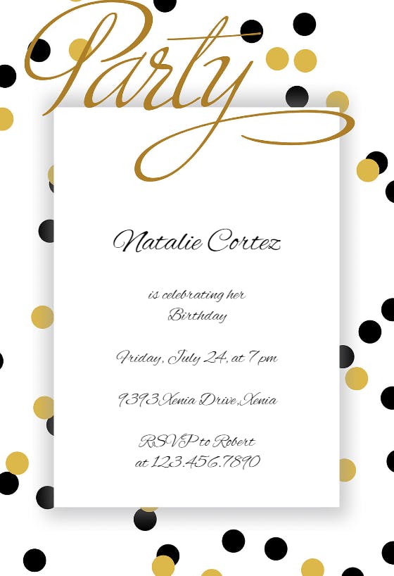 Party confetti dots - birthday invitation