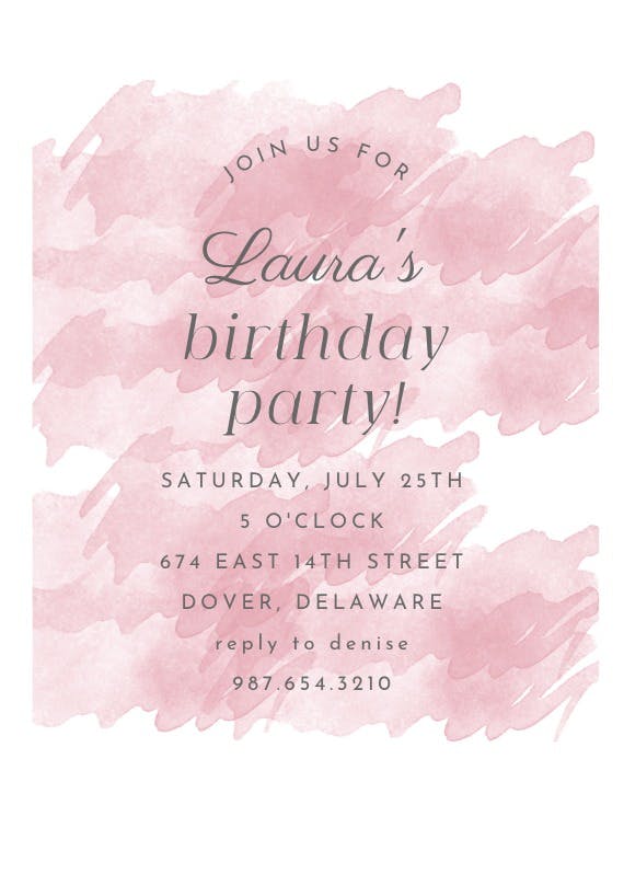 Pink brushed background - birthday invitation