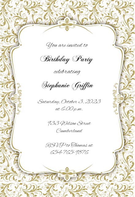 Wildflower Borders - Birthday Invitation Template (Free) | Greetings Island