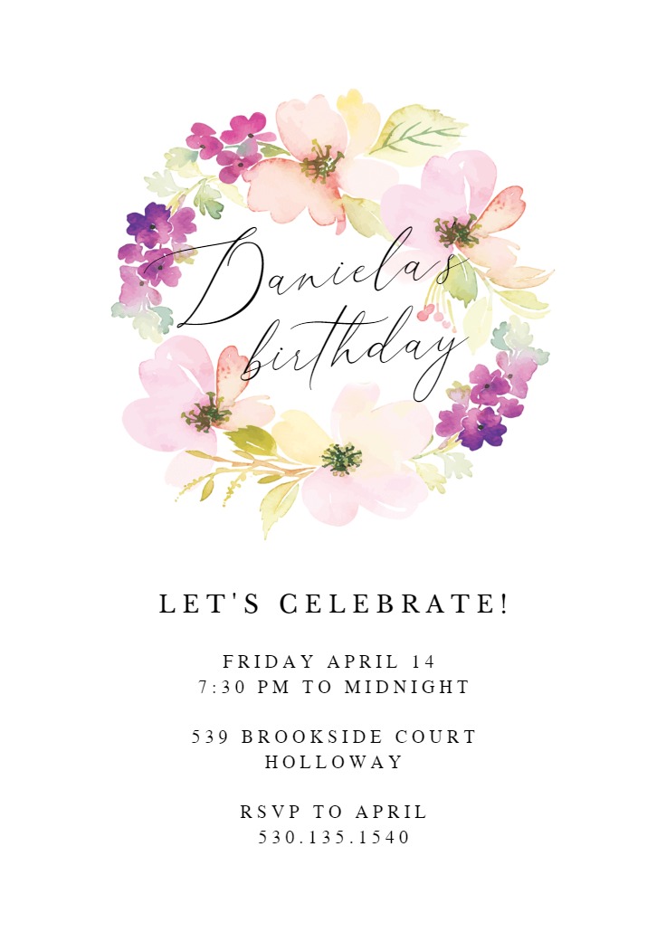 Posy Perimeter - Birthday Invitation Template (Free) | Greetings Island