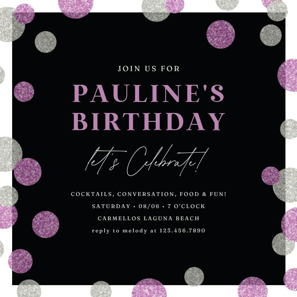 Purple dots - birthday invitation