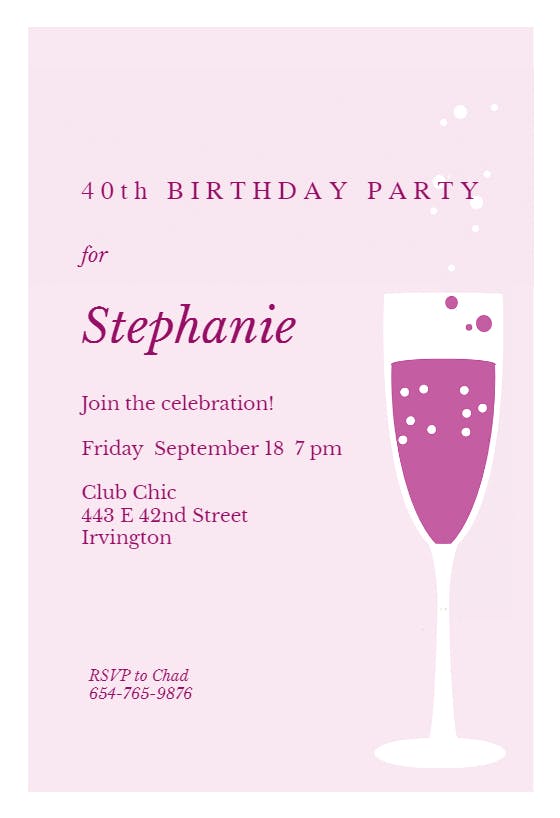 Purple panache - birthday invitation