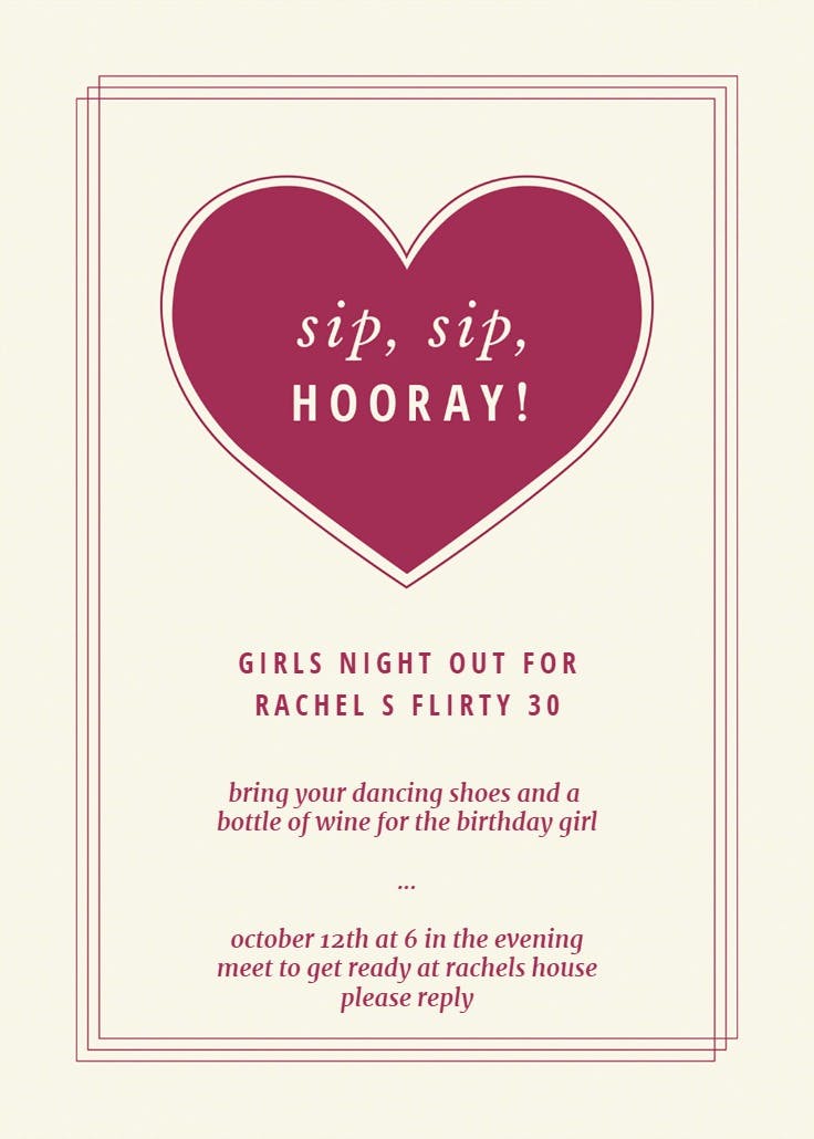 Sip sip hooray - party invitation