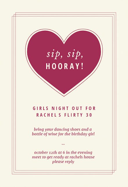 Sip Sip Hooray - Invitación Para Fiesta Cóctel