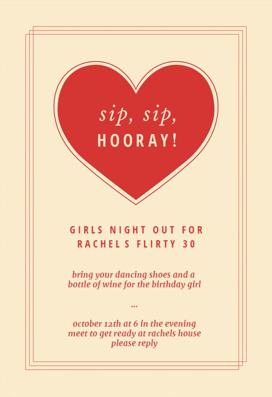 Sip sip hooray - party invitation