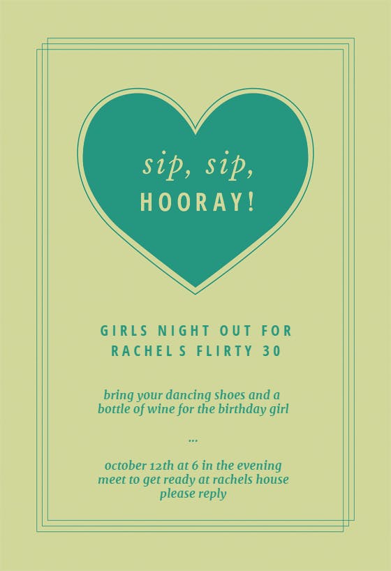 Sip sip hooray - party invitation