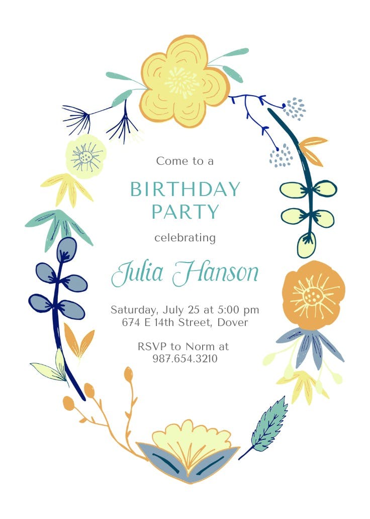 Spring flowers - invitación de cumpleaños