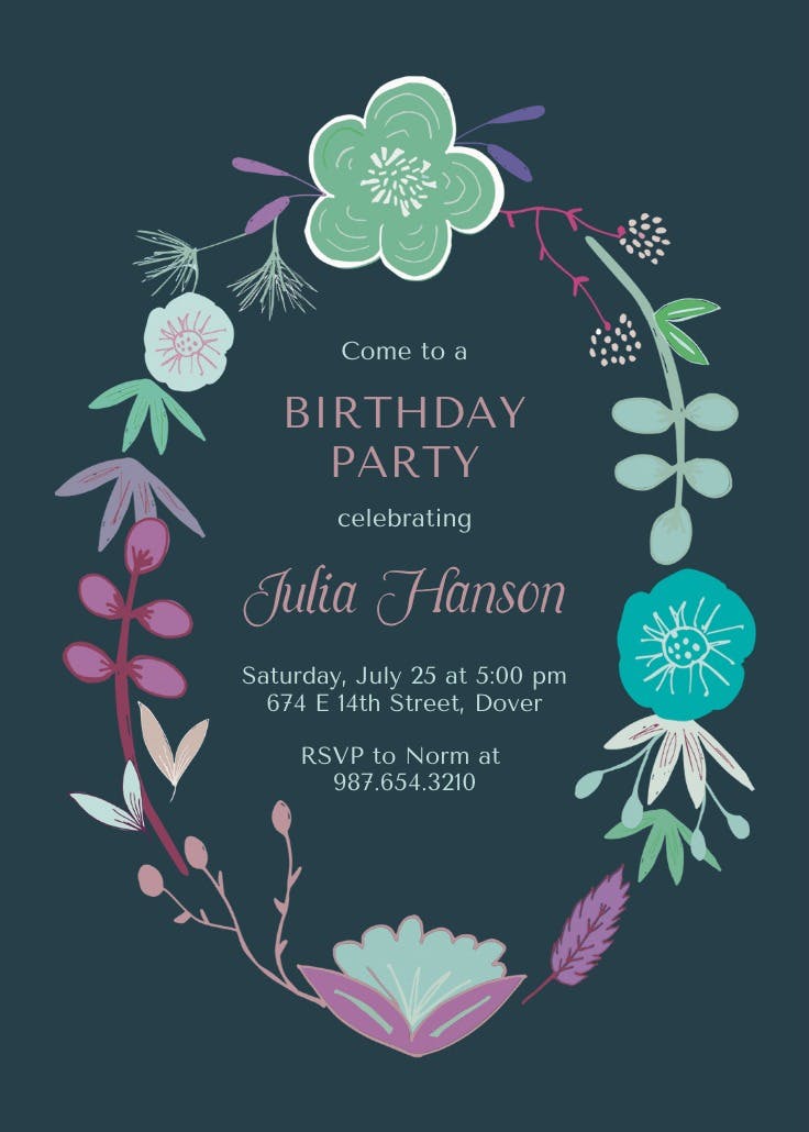 Spring flowers - invitación de cumpleaños