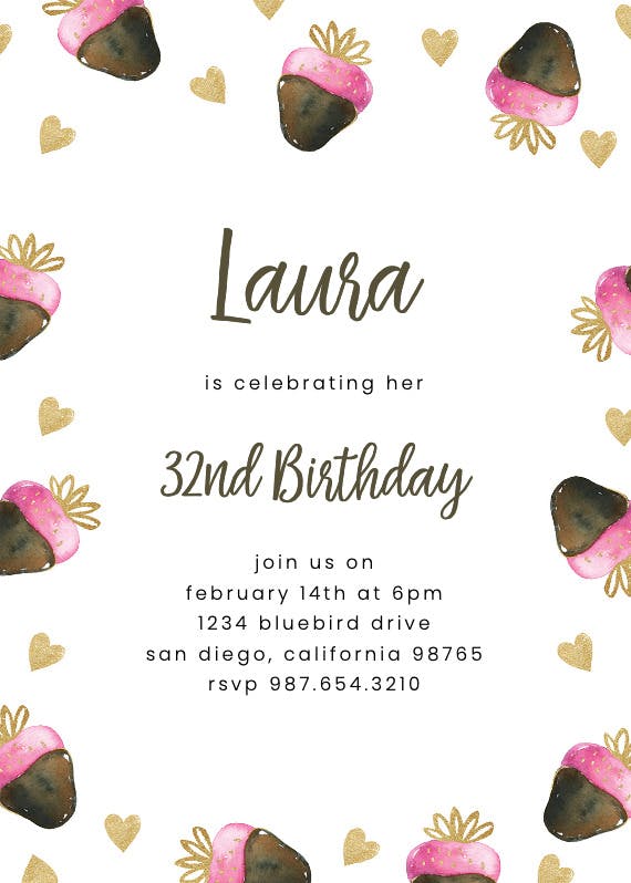Sweetest strawberries - party invitation