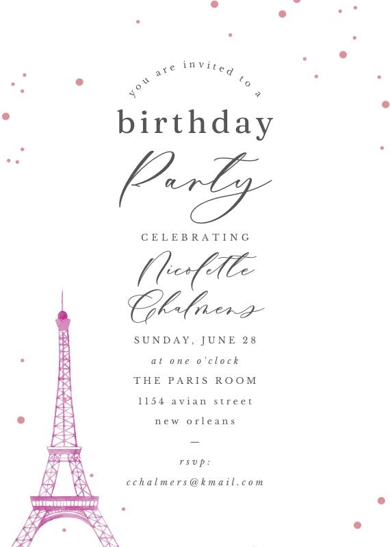 Touch of paris -  invitación para fiesta