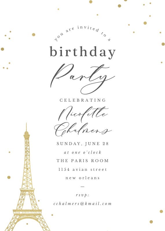 Touch of paris -  invitación para fiesta