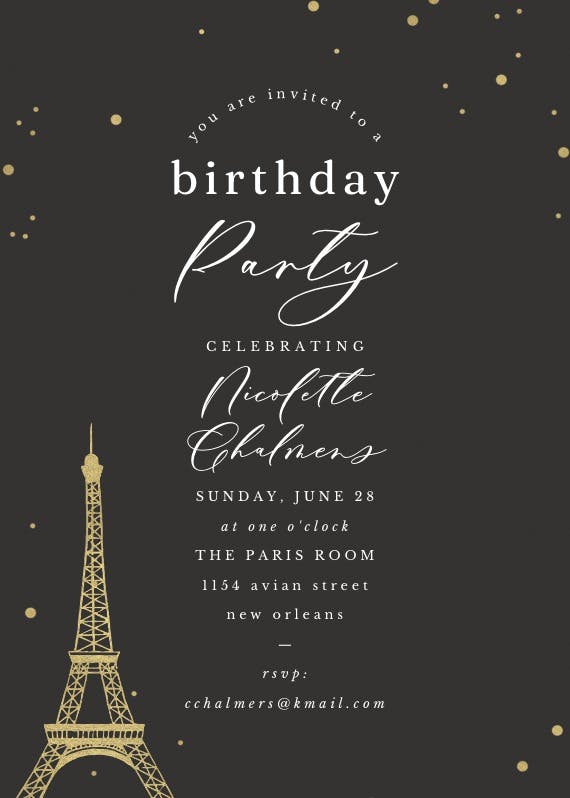 Touch of paris -  invitación de cumpleaños