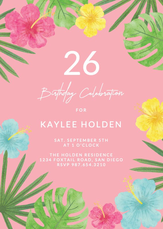 Tropical - Pool Party Invitation Template (Free) | Greetings Island