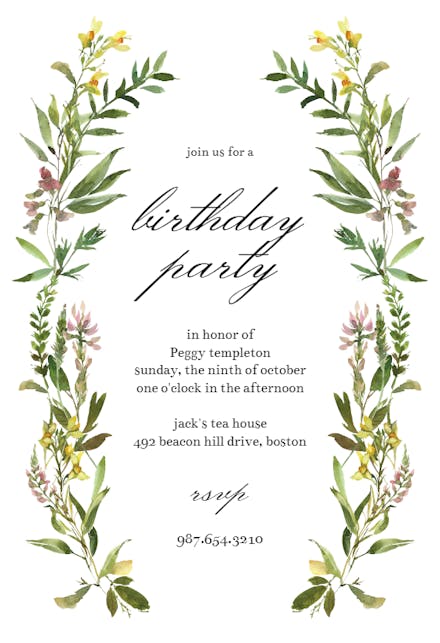 Wild Flower - Birthday Invitation