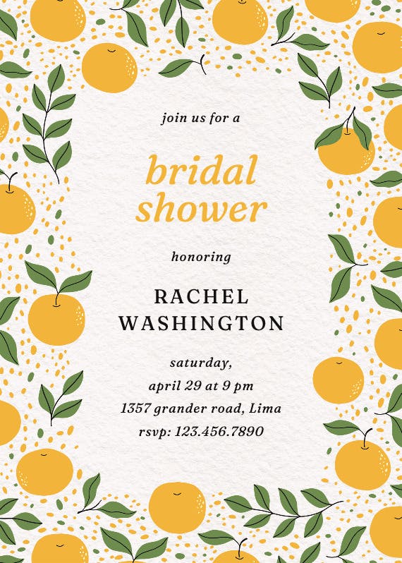 Squeeze the day - bridal shower invitation