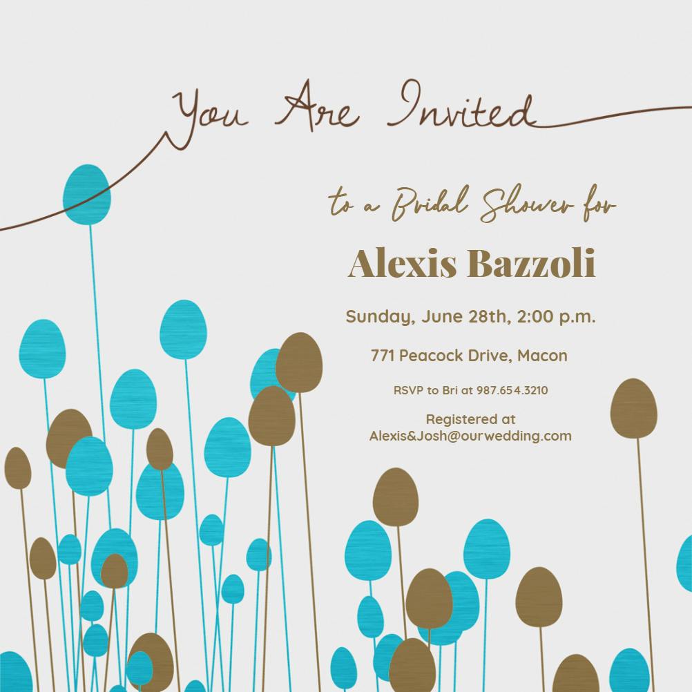 Abstract flowers-gray -  invitación para bridal shower