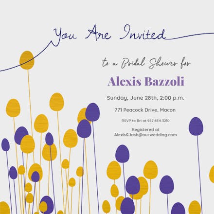 Abstract Flowers-Gray - Bridal Shower Invitation