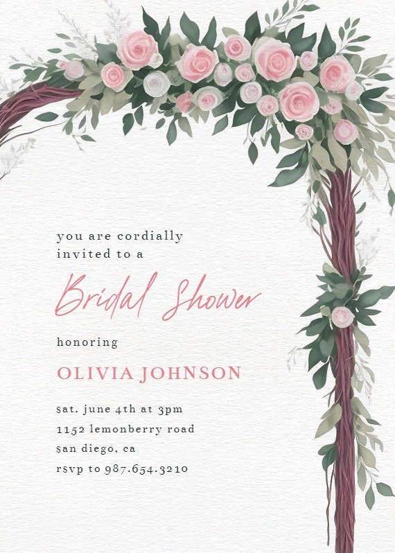 Adorned arch - bridal shower invitation
