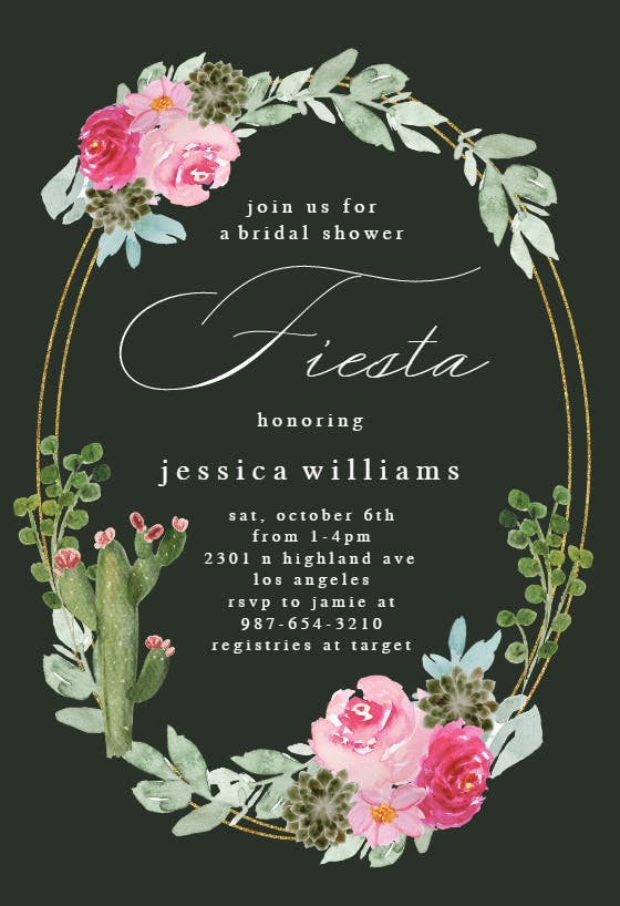 Aquarelle fiesta frame - bridal shower invitation