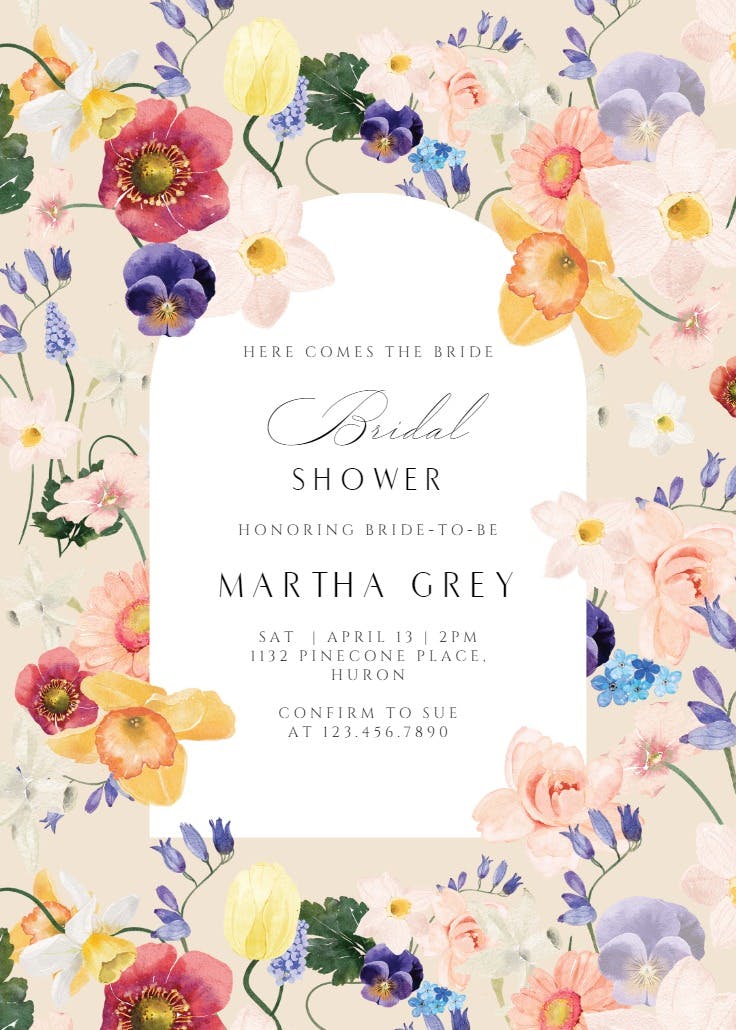 Arch bloom pattern - bridal shower invitation