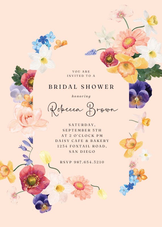 Arch blooms - bridal shower invitation