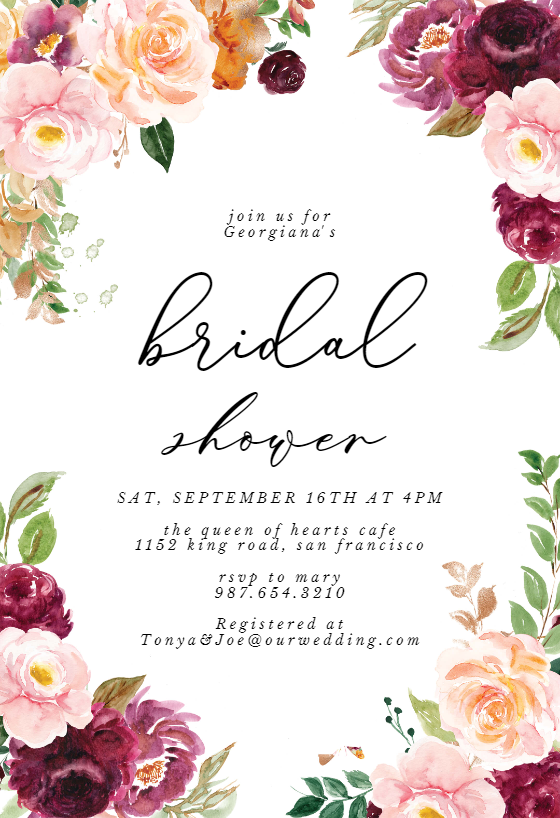 Autumn Flowers - Bridal Shower Invitation Template | Greetings Island