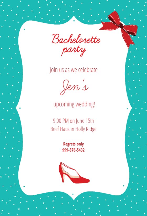 Bachelorette party -  invitación para bridal shower