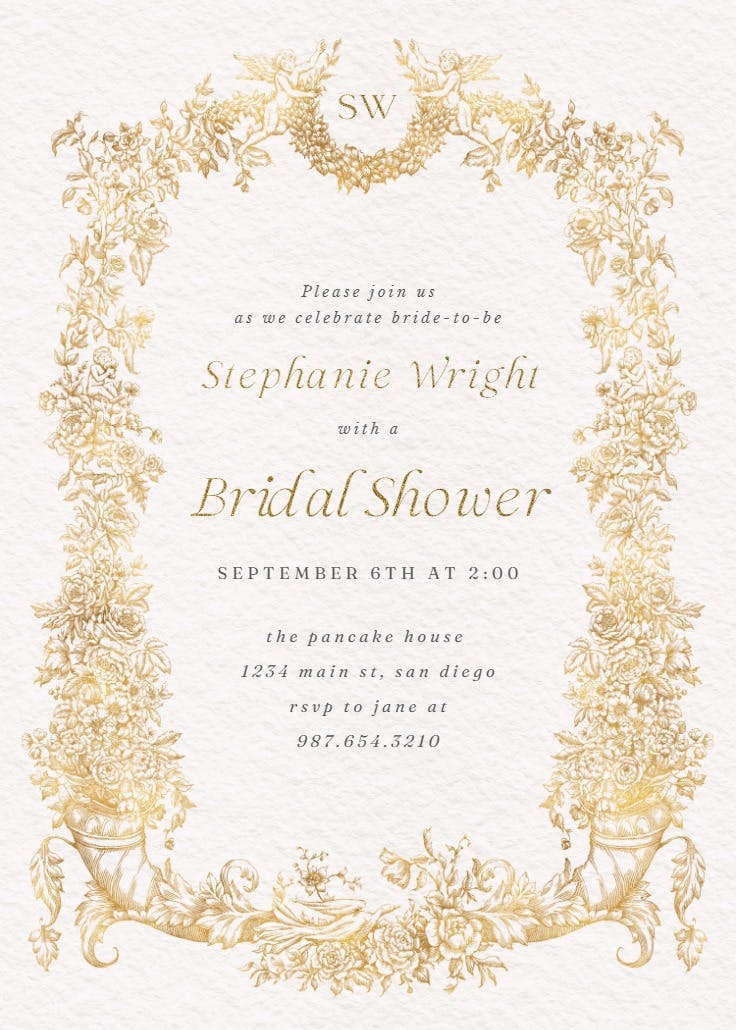 Baroque blooms - bridal shower invitation