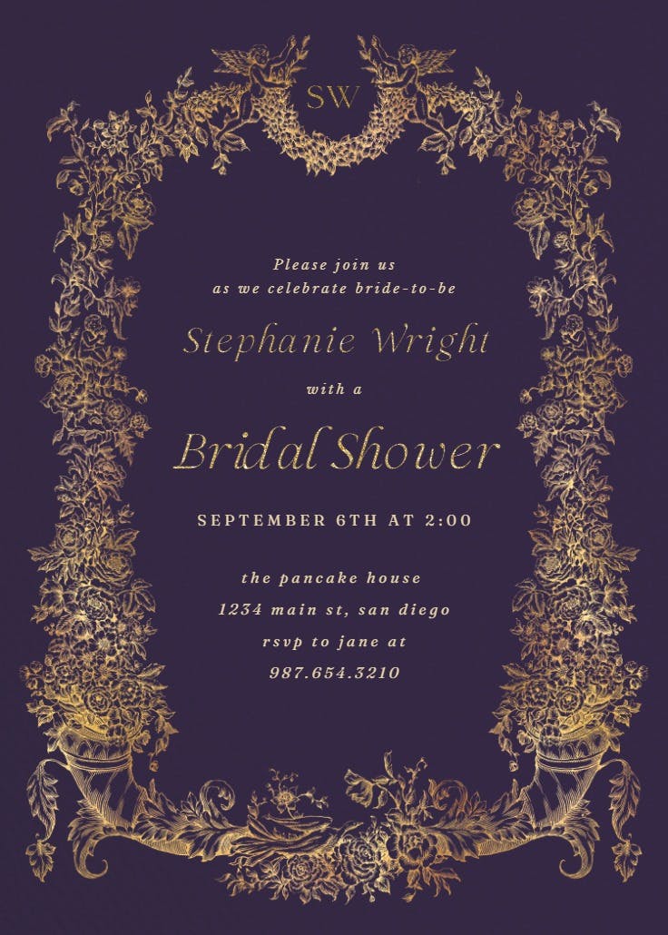 Baroque blooms - invitación para bridal shower