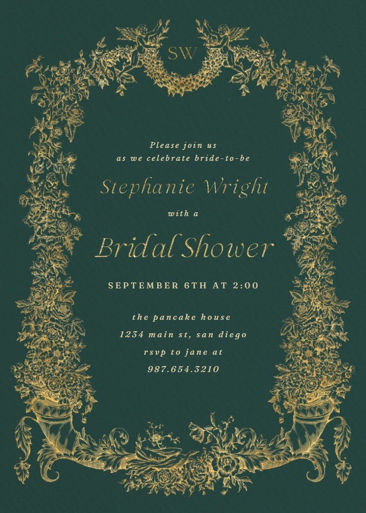 Baroque blooms - invitación para bridal shower