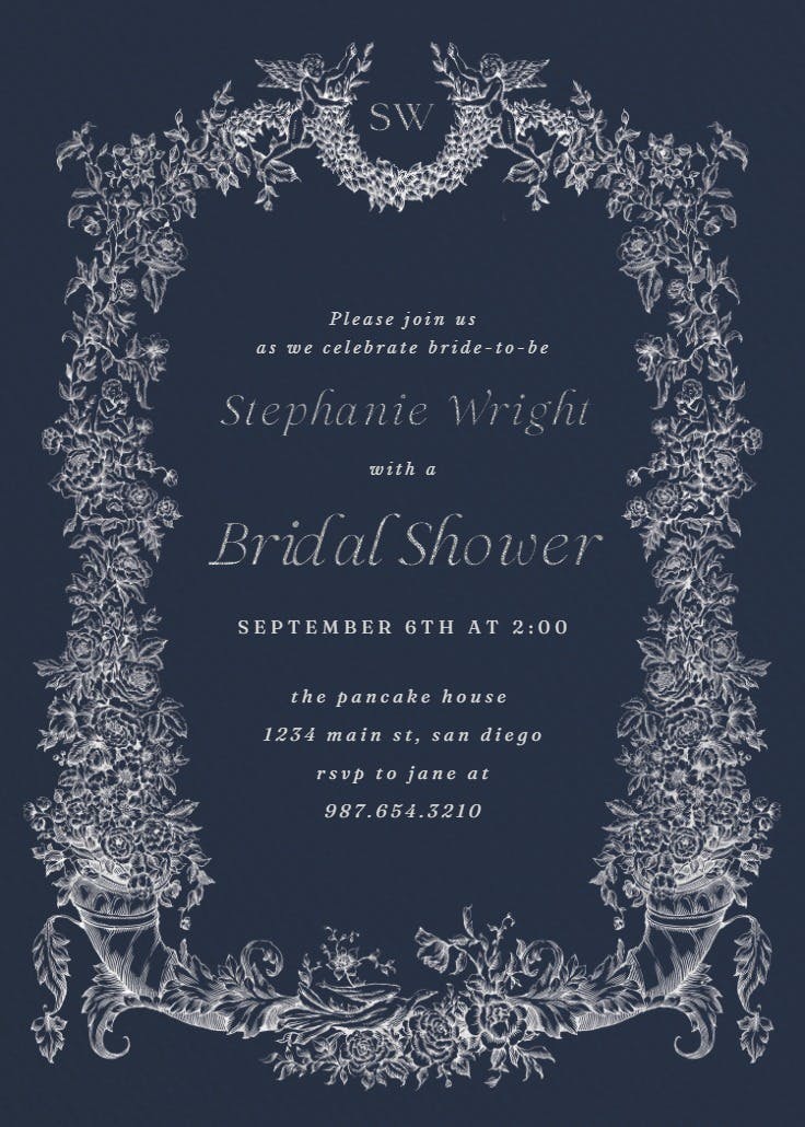 Baroque blooms - invitación para bridal shower