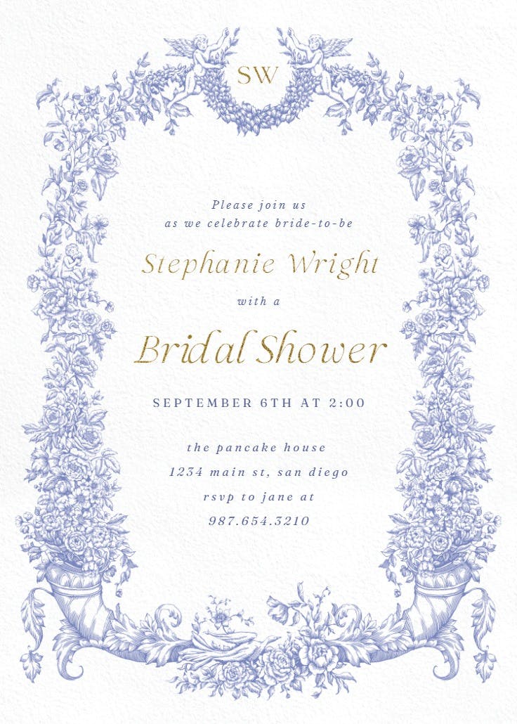Baroque blooms - invitación para bridal shower